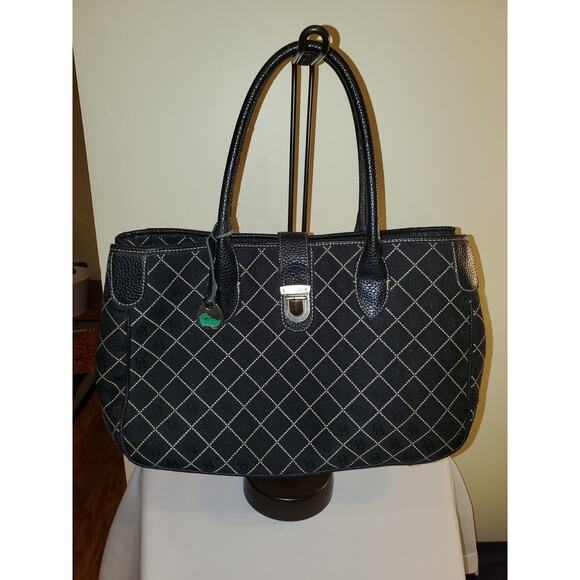 Dooney & Bourke Monogram Logo Canvas Leather Trim Shoulder Tote Bag - Picture 1 of 15